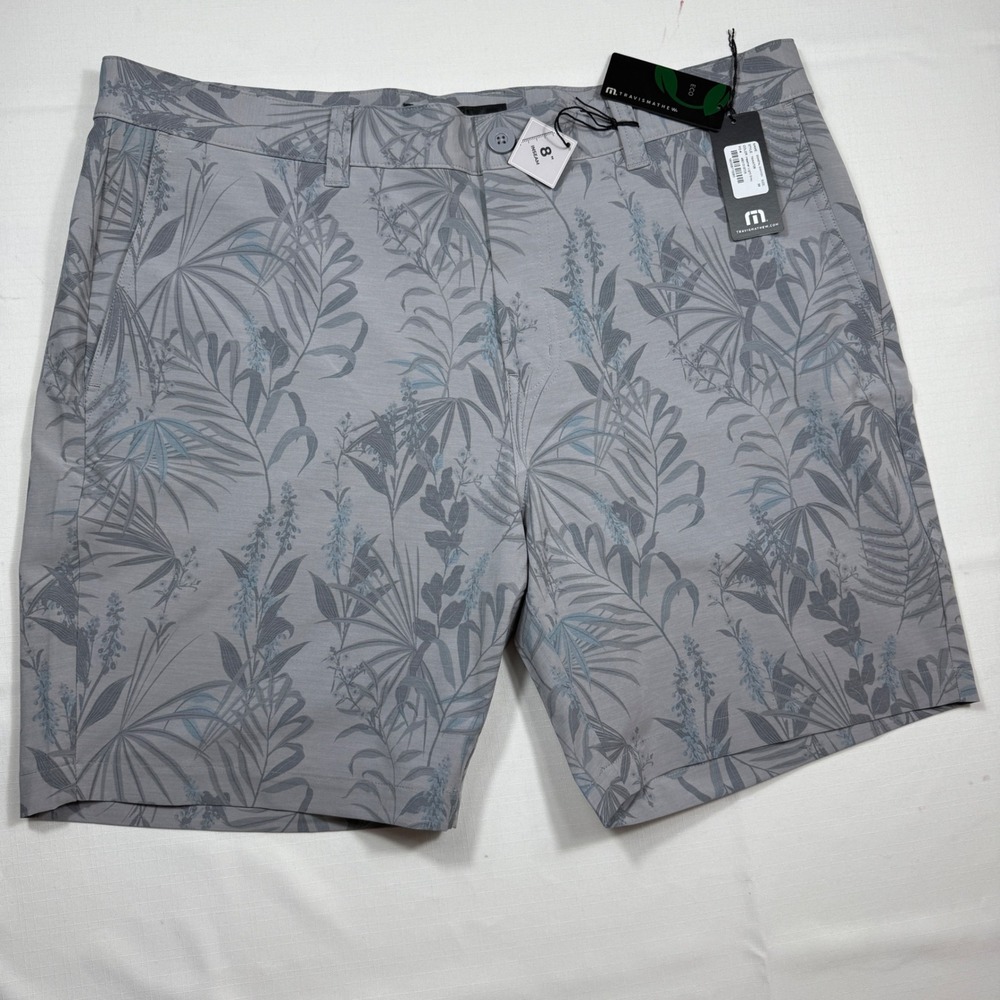 Travis Matthew Coastal Canyon Shorts Mens Size 38 Golf 8" Floral‎ Gray New NWT